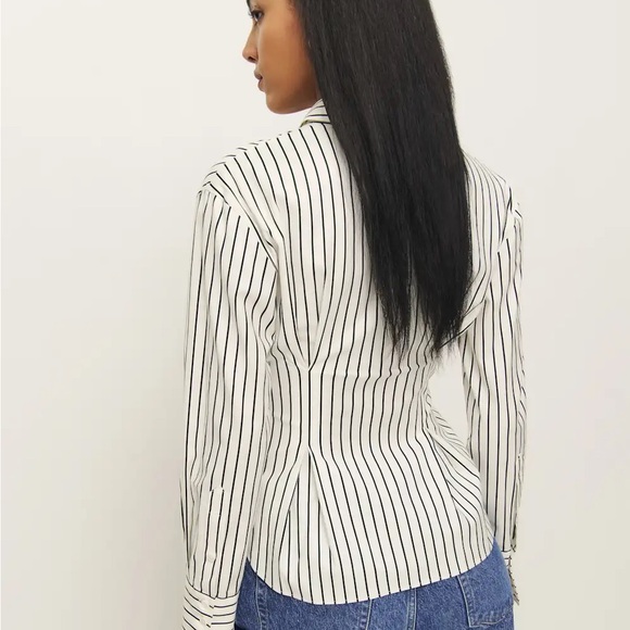 Reformation Black and White Striped Button-Down Shirt - Picture 3 of 9